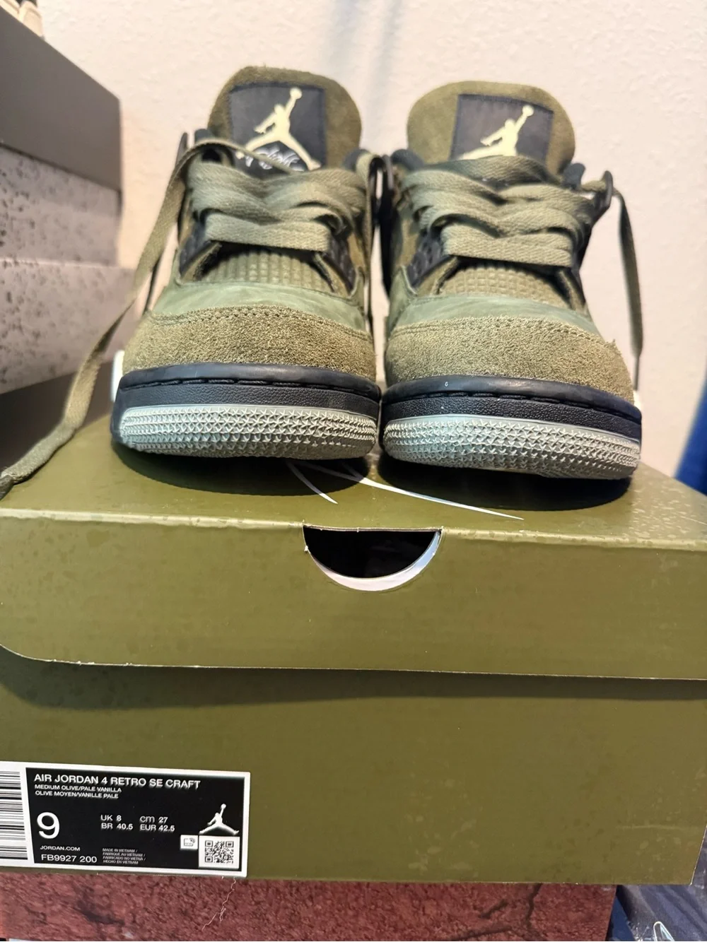 Jordan Kids Olive Green Suede & Mesh Sneakers